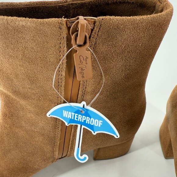 Aqua College Womens Waterproof Tan Suede Ankle Boots With Block Heel 7.5M - Picture 4 of 6